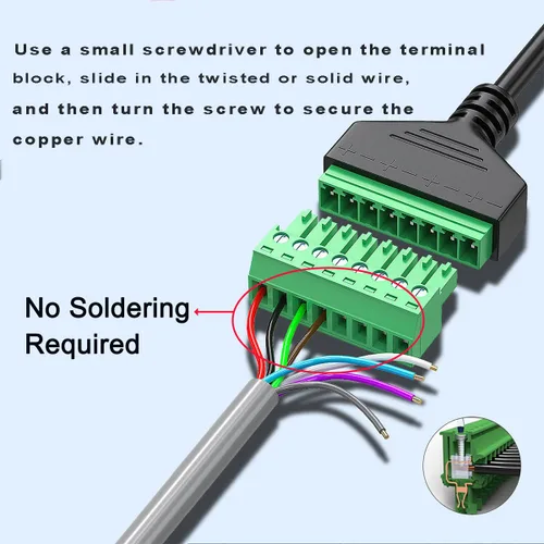 Vista 5 de 4 conectores hembra RJ45 a 8 pines de 1 pie de conector de terminal de tornillo, terminal de tornillo RJ45 8P8C para extensor Ethernet Cat6 Cat5 AV