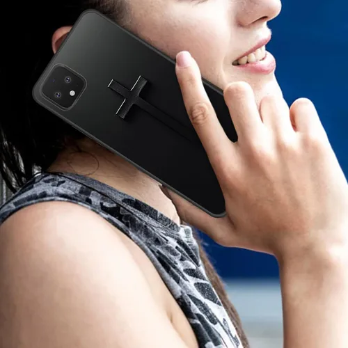 Vista 5 de Funda delgada para Google Pixel 4 XL, funda delgada de silicona de TPU suave a prueba de golpes para Google Pixel 4 XL, cruz negra