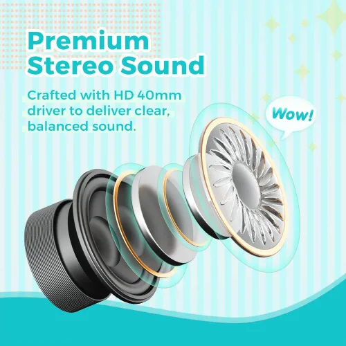 Vista 3 de vinamass Auriculares para niños, auriculares con cable para niños con limitador de volumen seguro, auriculares para niños con cable de 0.138 in
