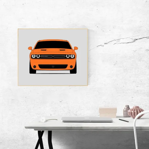 Vista 9 de Custom Car Posters Póster hecho a mano compatible con Dodge Challenger SXT (2015-2017), decoración de pared, impresión metálica de 8 x 10 pulgadas