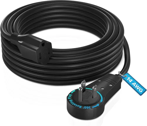 Vista 20 de Maximm - Cable de extensión de 0.15 m con enchufe plano giratorio de 360°, cable de alimentación a tierra de 3 puntas, certificado UL, 13A 125V Negro
