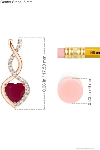 Vista 3 de ANGARA Natural Ruby infinity Heart Pendant Necklace with Diamond in Sterling Silver14K Solid GoldPlatinum for Women, Girls with 18" Chain July