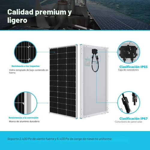 Vista 3 de Renogy - Kit de panel solar monocristalino para caravana de 200 vatios y 12 voltios con controlador de carga Adventurer 30A LCD PWM y soportes