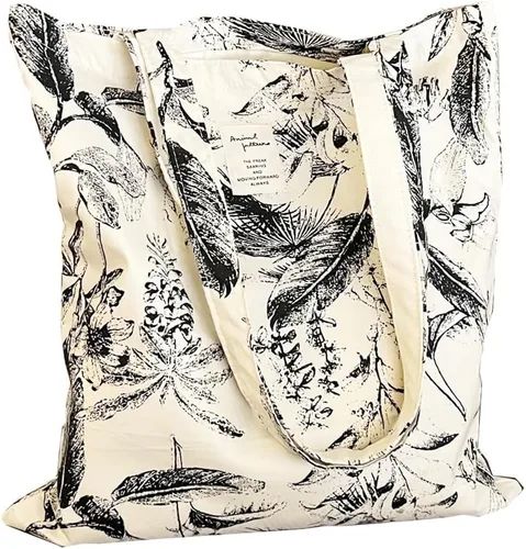 Vista 16 de Floral Canvas Tote Bag Double-Sided Printed Cloth Cotton Tote Floral Shoulder Bags for Beach Travel Shopping Grocery
