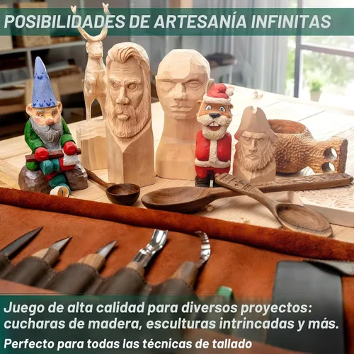 Vista 3 de BeaverCraft Kit de tallado de madera de lujo S18X - Juego de cuchillos para tallar madera - Juego de herramientas para tallar cucharas