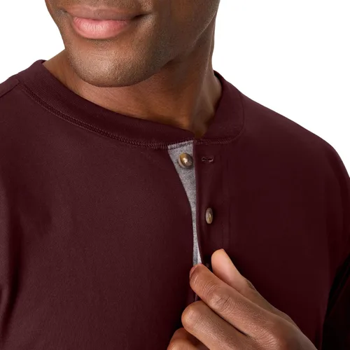 Vista 4 de Hanes Beefy-T - Camisetas de algodón para hombre, con cuello henley y manga larga