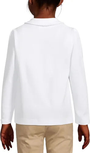Vista 4 de Lands' End Camisa de punto con cuello Peter Pan de manga larga para niñas