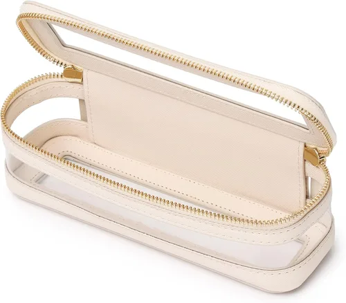Vista 34 de Pinkmik Pequeña bolsa de maquillaje transparente, mini estuche para cosméticos, bolsa de aseo impermeable con cremallera, organizador de bolsos