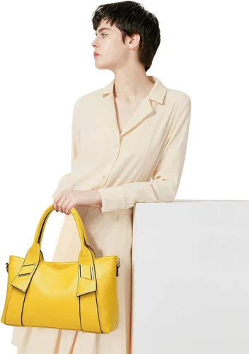 Vista 6 de TIBES Bolso de mano de cuero sintético de moda para mujer bolso amarillo