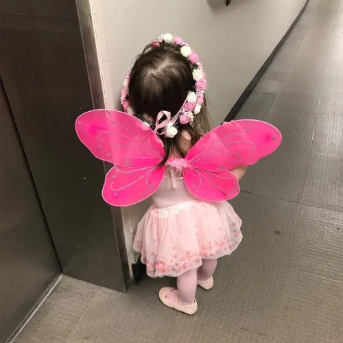 Vista 3 de Colle - Alas de hada de mariposa para disfraces de hada, alas brillantes de princesa de hada, recuerdos de fiesta