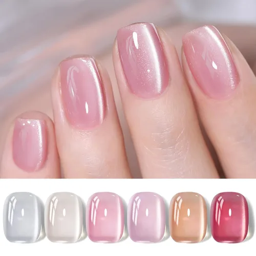 Vista 34 de Born Pretty - Esmalte de uñas de gel magnético 9D con purpurina reflectante, esmalte de gel holográfico de color gato magnético, juego de 7ml, 6