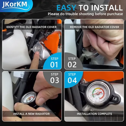 Vista 6 de Tapa de Radiador de Alta Presión con Medidor de Temperatura 1.8 Bar 25.6 Psi Compatible con Honda, Kawasaki, Suzuki, Husqvarna Dirt Bike, Yamaha