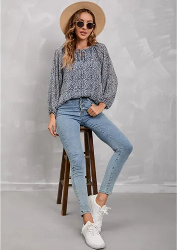 Vista 6 de Mansy - Blusas sueltas de verano con cuello en V y estampado floral para mujer