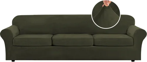 Vista 66 de H.VERSAILTEX - Funda elástica para sofá de 2 piezas, funda protectora de terciopelo, suave, con parte inferior elástica, con un ancho de hasta 49