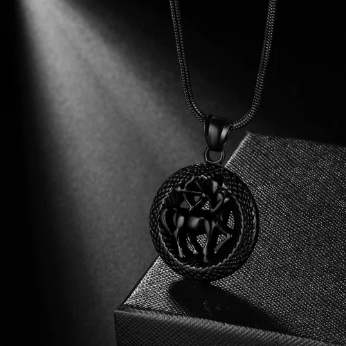 Vista 8 de Hipunk Collar de 12 constelaciones, signo de estrella del zodiaco, colgante de horóscopo, acero inoxidable 316L, regalo de cumpleaños para hombres
