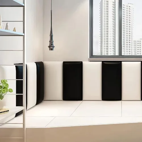 Vista 3 de Acolchado de Pared 3D Anticolisión para Niños, Paneles de Pared Tapizados Despegar y Pegar, Cabecero Queen, Pegatinas de Pared de Protección Verde