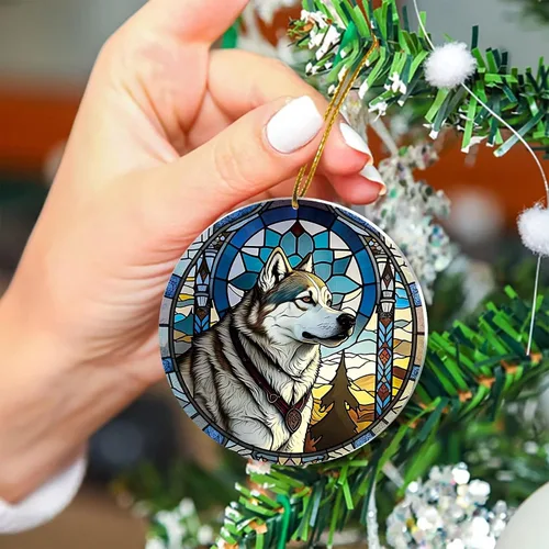 Vista 3 de Regalos de Malamute de Alaska - Adorno Navideño de Perro de Alaska 2025 Regalos de Perro de Alaska para Mujeres, Adorno de Malamute de Alaska