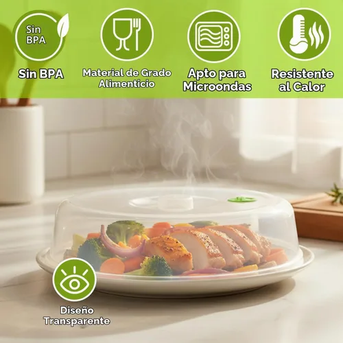 Vista 2 de Flexzion Juego de 5 fundas para platos de microondas, sin BPA, con ventilación de vapor ajustable, aptas para lavavajillas, cubiertas de plástico