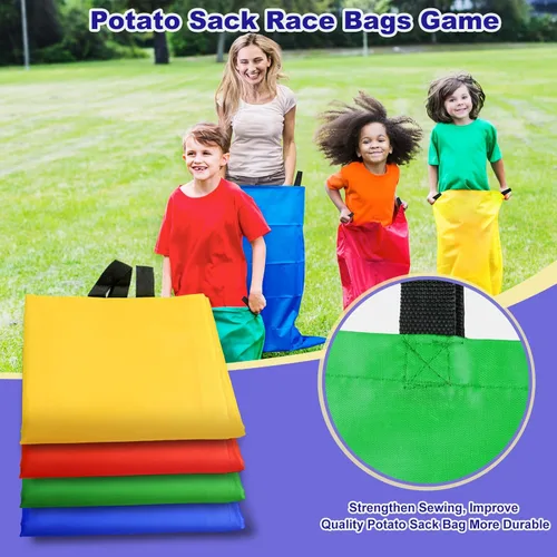 Vista 2 de Bolsas de carreras de sacos de patatas – Bolsas de carreras de sacos para adultos y niños, juego de lanzamiento de bolsas de frijoles, carrera