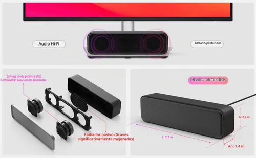 Vista 3 de Altavoces de computadora para PC de escritorio, altavoces externos para laptop, mini barra de sonido de computadora para PC, altavoces con conexión