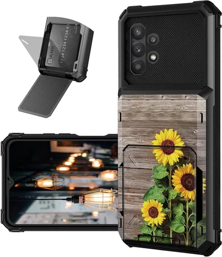 Vista 20 de Funda tipo cartera para Samsung Galaxy A32 5G con ranura para tarjetero, funda con tapa híbrida de doble capa, resistente, a prueba de golpes, funda