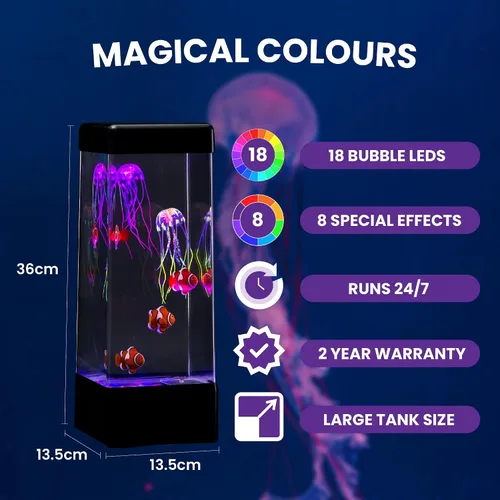 Vista 9 de JINX LUMINOUS JELLYFISH Lámpara grande de alta calidad – Luz LED de 14 pulgadas para acuario con medusas flotantes realistas – Alternativa