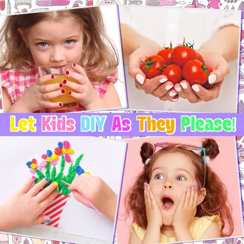 Vista 6 de Juego de Esmalte de Uñas para Niñas, Kit de Arte de Uñas con Secador de Uñas y Estuche de Almacenamiento, Esmalte de Uñas No Tóxico de Secado Rápido
