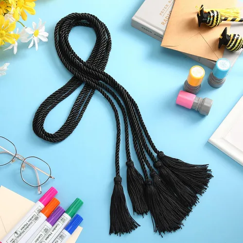Vista 3 de Geosar 48 cordones de graduación, cordones de honor con borla para soltero, maestro, doctor y ceremonias de graduación (negro)