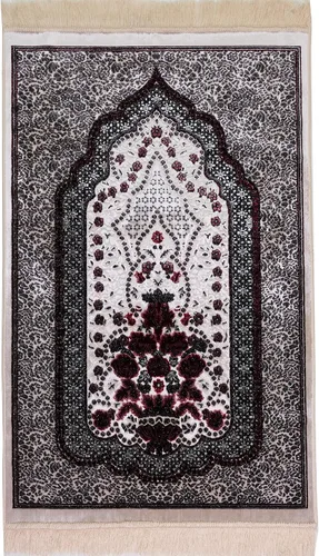 Vista 4 de Modefa Alfombra de oración de terciopelo islámico turco, alfombra de oración para hombres y mujeres, diseño tradicional musulmán Janamaz Sajada