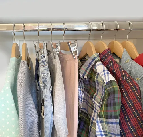 Vista 4 de Perchas para niños (madera natural, perchas para pantalones para niños NB-10)