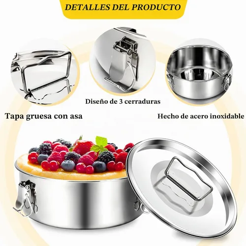 Vista 7 de Maxcheck Paquete de 3 moldes de flan con tapa, sartén de acero inoxidable de 1.5 cuartos de galón, compatible con olla de 6 cuartos de galón