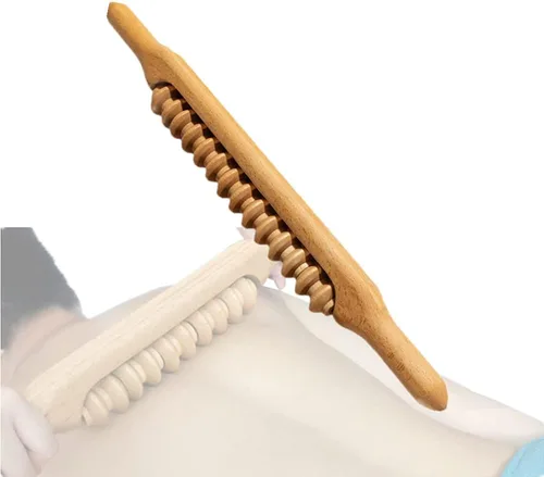 Vista 14 de Herramientas de masaje de madera Gua Sha, herramienta de paleta de drenaje linfático de 10 cuentas, herramienta de masaje de mano para esculpir