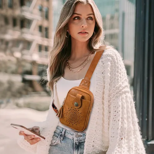 Vista 6 de APHISON Small Sling Bag Fanny Packs Phone Purse Crossbody Bags for Women Chest Bag Vegan Leather