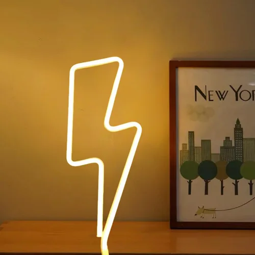 Vista 18 de Letrero de neón para decoración de pared, diseño de sala de juegos de relámpago, 2 unidades Funciona con pilas para dormitorio, luces LED de neón
