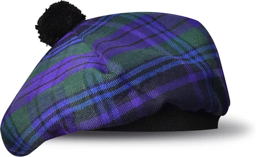 Vista 8 de Sombrero escocés Tam o Shanter Gorro escocés Tartan P.V Tartan (poliviscosa) Mezcla de lana con pompón Talla única para todos.