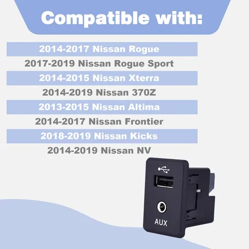 Vista 2 de CULMKARI Conector USB de audio auxiliar Jack de salida de video para Nissan Altima Rogue Frontier Kicks 2013-2019 Reemplazar 280234BA0B 795405004
