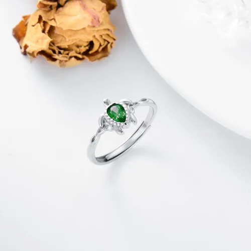 Vista 11 de Anillo ajustable de tortuga marina de plata de ley 925 con nudo celta tortuga Rin verano océano playa tortuga joyería para mujer