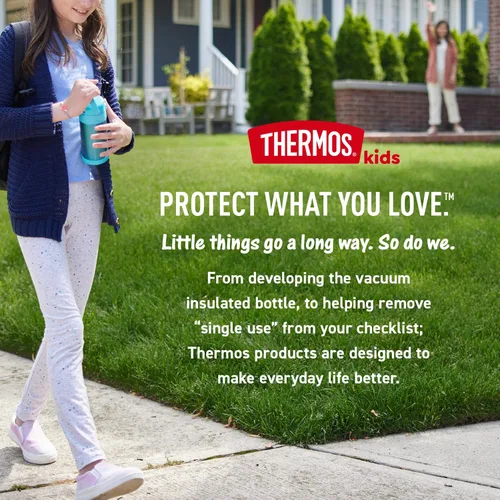 Vista 6 de THERMOS Funtainer - Tarro de alimentos aislado de 16 onzas, tarro de comida para niños con cuchara plegable, azul denim