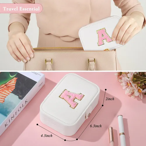 Vista 3 de Parima Joyero de viaje para mujeres y niñas, organizador de joyas, caja de joyería mediana, estuche de viaje para almacenamiento y organizador