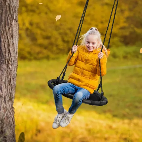 Vista 4 de Sorbus Saucer Swing, Heavy-Duty Outdoor Design (24 Inch, Black)