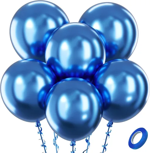 Vista 10 de Bezente - Globos redondos de látex cromado metálico plateado para helio, paquete de 100 unidades de 12 pulgadas Globos plateados para decoraciones