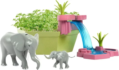 Vista 2 de Wild Scenes Elephants' Watering Hole - Kit de cultivo y juego respetuoso con el medio ambiente, juguete de conservación de vida silvestre, juego