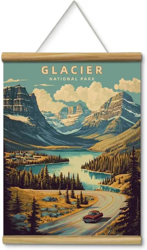 Vista 17 de Acadia National Park - Póster vintage de 12 x 16 pulgadas con marco de madera, colgador de cuerda, impresión artística retro de paisaje costero