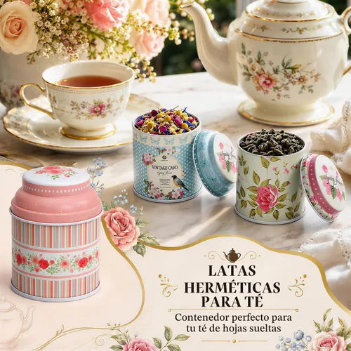 Vista 5 de Tlence Paquete de 12 mini latas de té vintage, lata vacía de hojalata