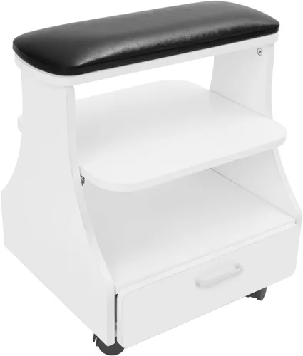 Vista 10 de Carrito de pedicura con 4 ruedas con frenos, carrito portátil de spa con cajón práctico, soporte de baño de pies de pedicura, reposapiés de pedicura