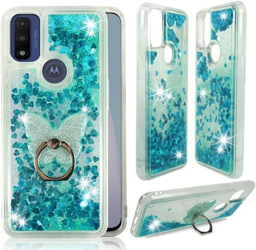 Vista 5 de Zase Funda transparente para Motorola Moto G Play (2023), Moto G Pure/Moto G Power (2022), bonita funda transparente con purpurina líquida, cubierta