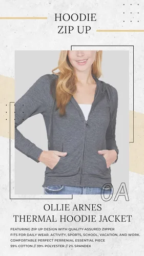 Vista 5 de OLLIE ARNES Sudadera térmica larga con capucha y cremallera para mujer.