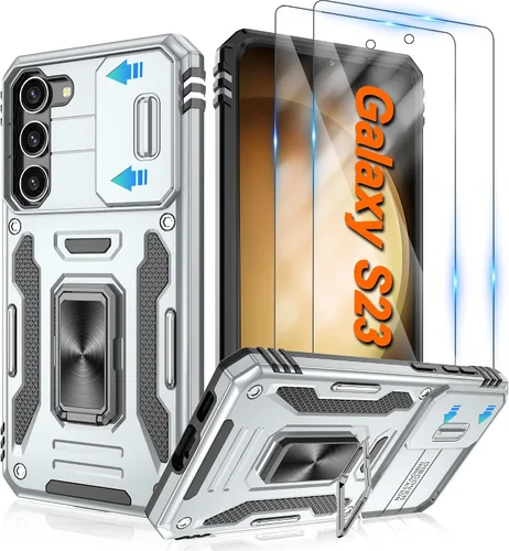 Vista 51 de Atump Funda para Motorola Moto G Play 2024 (4G) con [paquete de 2] protector de pantalla HD y cubierta para cámara deslizante, soporte de anillo