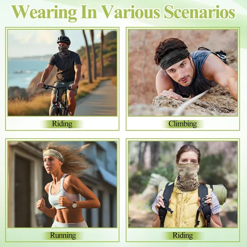 Vista 6 de SATINIOR 8 piezas de polaina de cuello de verano para hombre, pasamontañas, transpirable, máscara facial