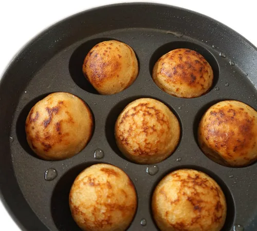 Vista 4 de SHRIYA Appam Patra Patra Paniyaram - Sartén antiadherente con tapa de acero inoxidable, 7 cavidades